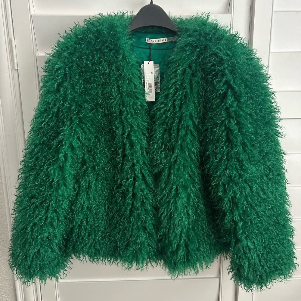 Alice + Olivia Emerald Faux Fur Jacket